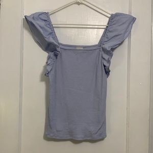 Light blue tank top with ruffled sleeves